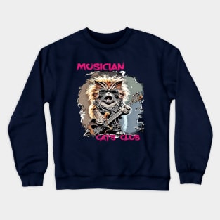 Rock - Metal Style Musician Cat Crewneck Sweatshirt